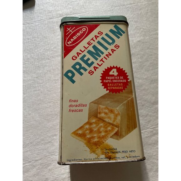Vintage Nabisco Premium Saltine Crackers Tin Container 14 Oz - Picture 3 of 9